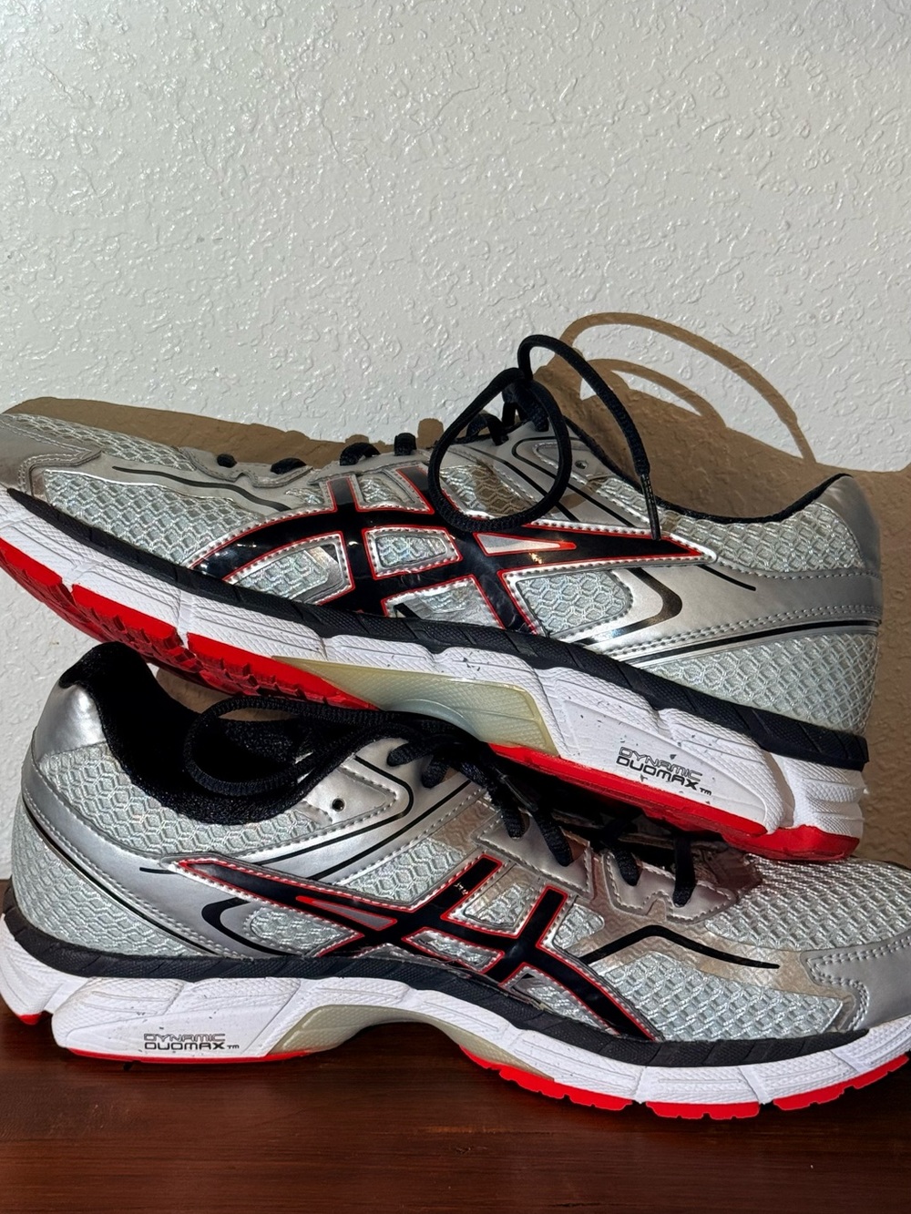 ASICS Silver, Black & Red Men's Running Shoes